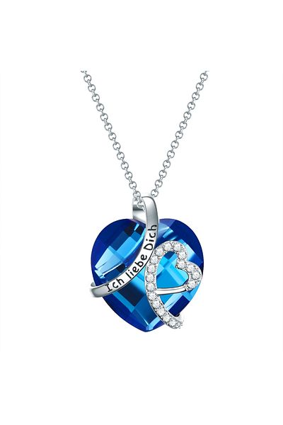 Rafaela Donata Modeschmuckhalskette Kette Mit Anhänger Zirkonia Weiß Glas Blau