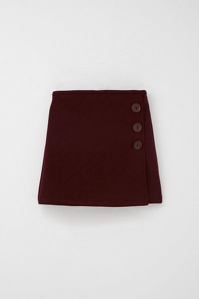 Breeze Pantaloni scurți pentru fete, fustă, accesorii cu nasturi, talie elastică, 6-12 ani, roșu claret