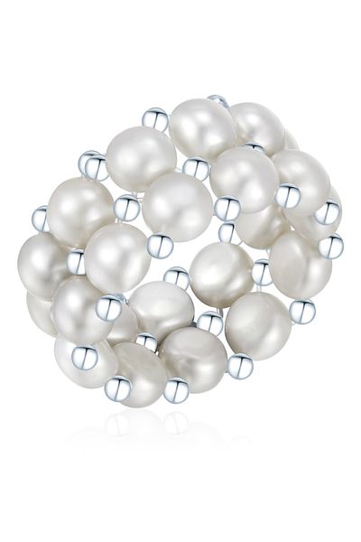 Valero Pearls Perlenring Ring Sterling Silber Süßwasser-zuchtperle Grau