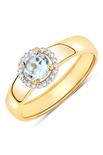 Rafaela Donata Edelsteinring Ring Sterling Silber gelbvergoldet Blautopas Top...