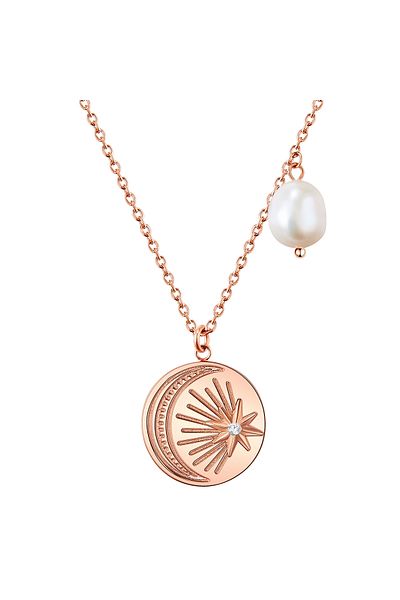 Valero Pearls Edelstahlhalskette Kette Edelstahl Roségold Süßwasser-zuchtperle Weiß Preciosa Weiß