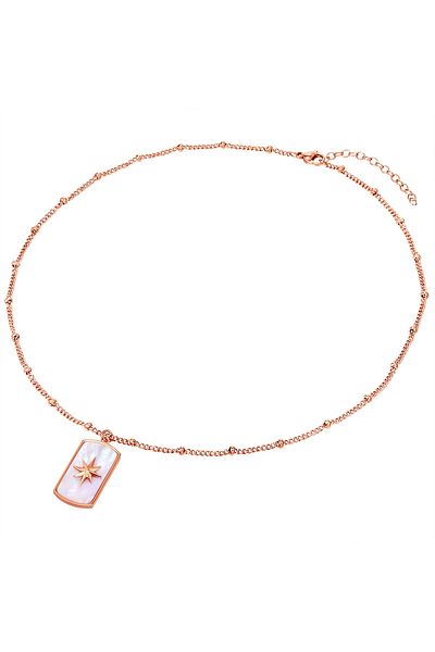 Valero Pearls Edelstahlhalskette Kette Edelstahl Roségold Perlmutt