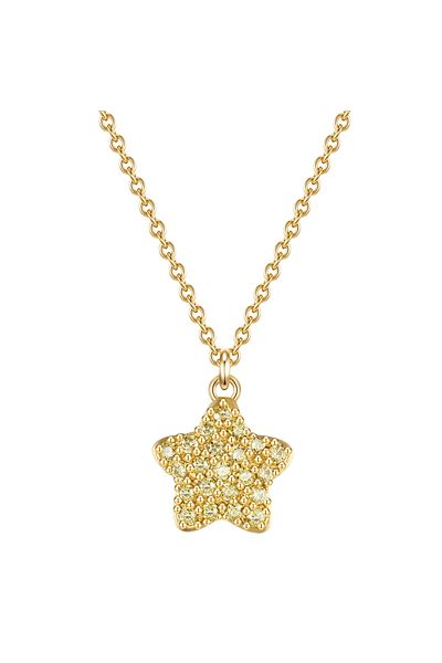 Glanzstücke München Silberhalskette Kette Mit Anhänger Sterling Silber Gelbgold Zirkonia Oliv