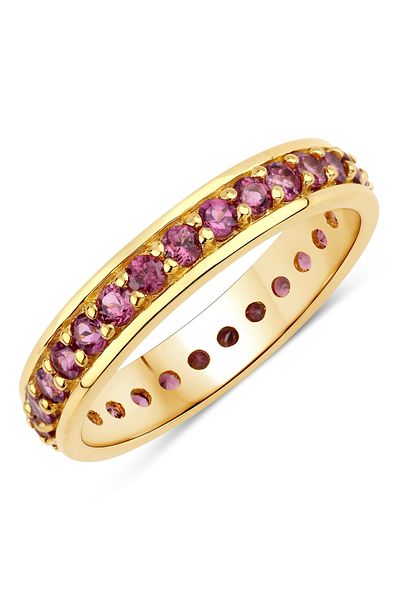 Rafaela Donata Edelsteinring – Ring aus Sterlingsilber, gelbeschichteter Gold-Rhodolith, Rosa-Rot-Ring