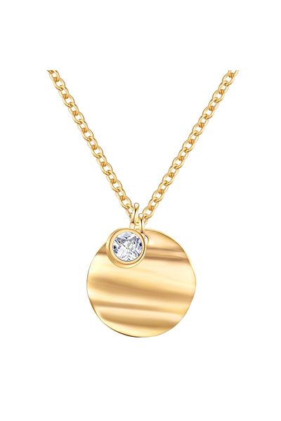 eastside Edelstahlhalskette Kette Mit Anhänger Edelstahl Gelbgold Zirkonia Weiß
