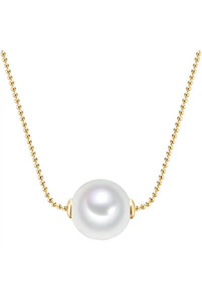 Lulu & Jane Perlenhalskette Kette gelbgold Muschelkernperle weiß