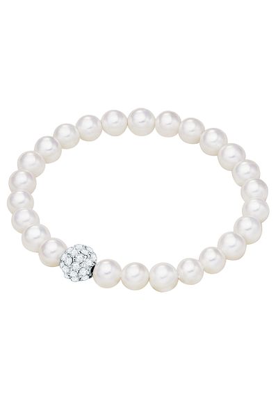 Lulu & Jane Perlenarmband Armband Muschelkernperle Weiß Kristall Weiß
