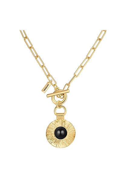 YOKOAMİİ Modeschmuckhalskette Kette Mit Anhänger Gelbgold Achat Schwarz