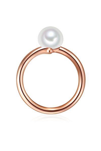 Valero Pearls Silberring Ring Sterling Silber Roségold Süßwasser-zuchtperle Weiß