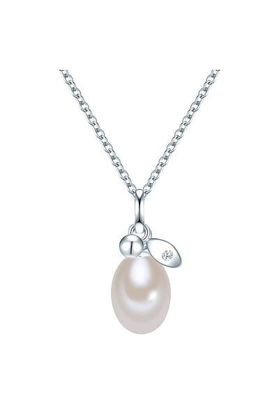 Valero Pearls Silberhalskette Kette Mit Anhänger Sterling Silber Süßwasser-zuchtperle Weiß Zirkonia Weiß
