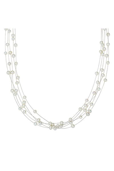 Valero Pearls Perlenhalskette Kette Sterling Silber Süßwasser-zuchtperle Weiß
