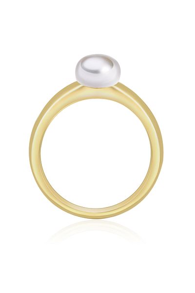 Valero Pearls Perlenring Ring Sterling Silber Gelbgold Süßwasser-zuchtperle Weiß