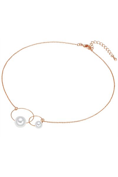 Lulu & Jane Perlenhalskette Kette Mit Anhänger Roségold Muschelkernperle Weiß