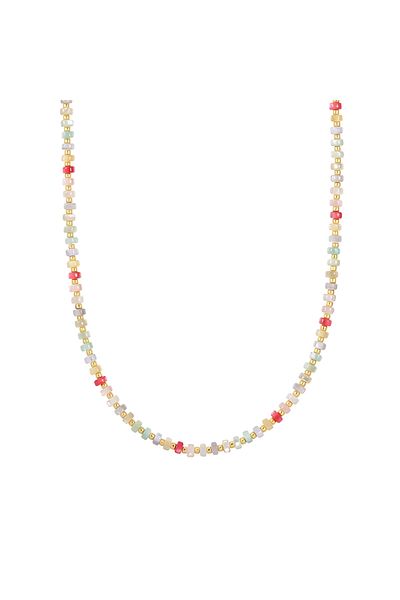 YOKOAMİİ Perlenhalskette Kette Gelbgold Muschelkernperle Multicolor