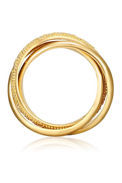 Lulu & Jane Modeschmuckring Ring gelbvergoldet Zirkonia weiß
