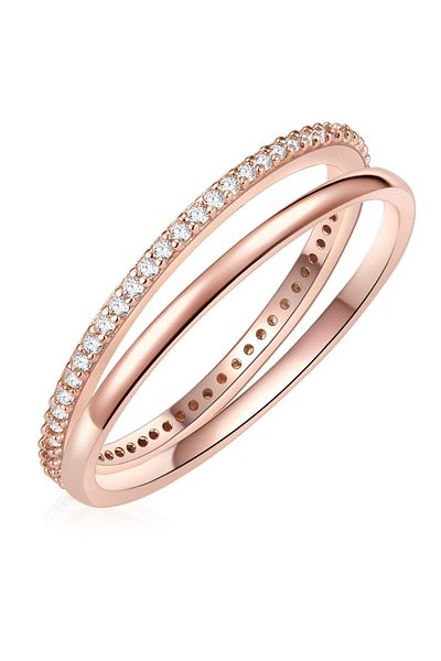 Lulu & Jane Ring Mit Kristallen Von Swarovski® 2er Set Ringe Roségold Zirkonia Weiß