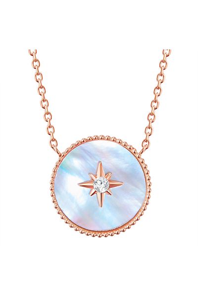Valero Pearls Edelstahlhalskette Kette Edelstahl Roségold Perlmutt Preciosa Weiß