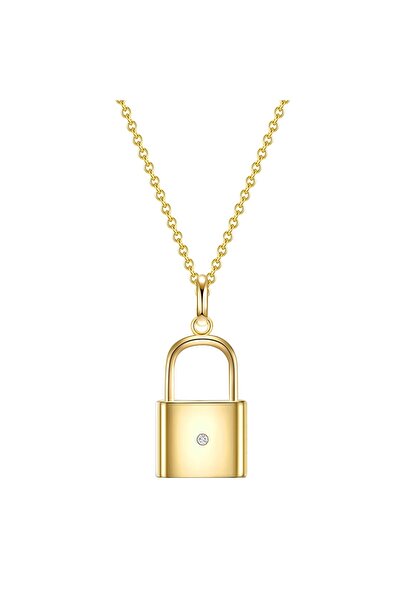 Lulu & Jane Diamanthalskette Kette mit Anhänger Sterling Silber gelbgold Diam...