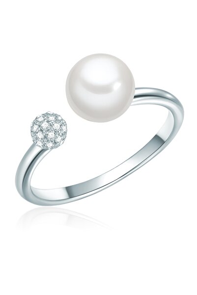 Valero Pearls Silberring Ring Sterling Silber Süßwasser-Zuchtperle weiß Zirko...