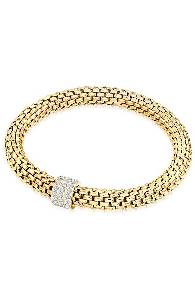 Lulu & Jane Modeschmuckkol bandı Kol Bandı Edelstahl gelbgold Glaskristall weiß