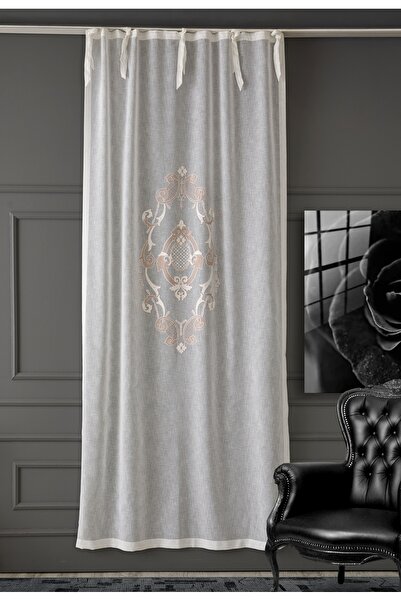 CASA NATURALE Keten Görünümlü Nakışlı Panel Perde 9048-02-392