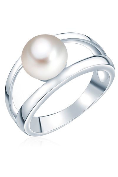 Valero Pearls Perlenring Ring Sterling Silber Süßwasser-Zuchtperle weiß
