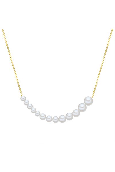 Valero Pearls Perlenhalskette Kette Sterling Silber Gelbgold Süßwasser-zuchtperlen Weiß