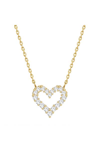 Glanzstücke München Silberhalskette Kette mit Anhänger Sterling Silber gelbgold Zirkonia weiß