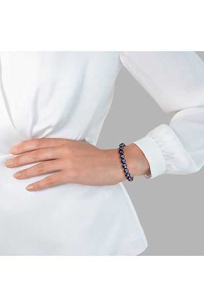 Valero Pearls Perlenarmband Armband Süßwasser-zuchtperle Dunkelblau