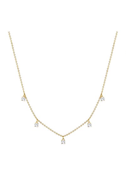 Glanzstücke München Silberhalskette Kette Sterling Silber gelbgold Zirkonia weiß