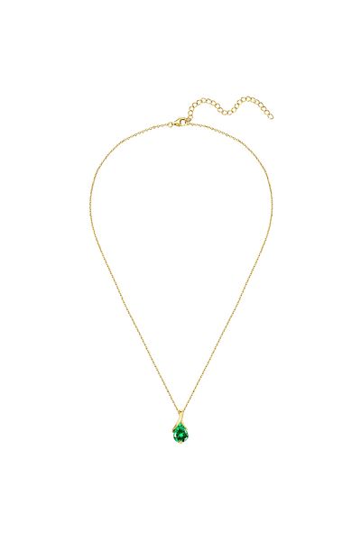 Rafaela Donata Silberhalskette Kette Mit Anhänger Sterling Silber Gelbgold Zirkonia Grün