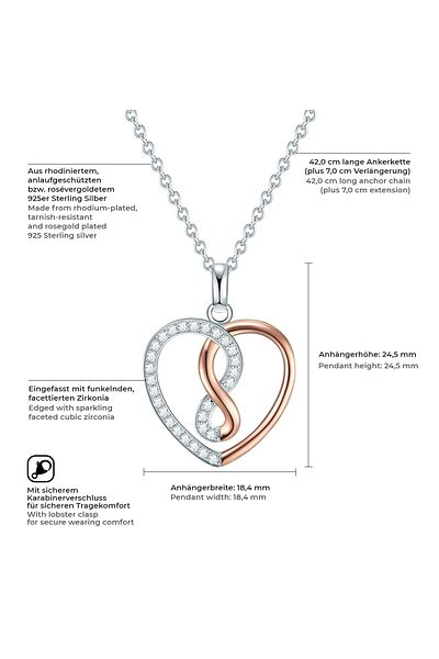 Rafaela Donata Silberhalskette Kette Mit Anhänger Sterling Silber Bi-color Zirkonia Weiß