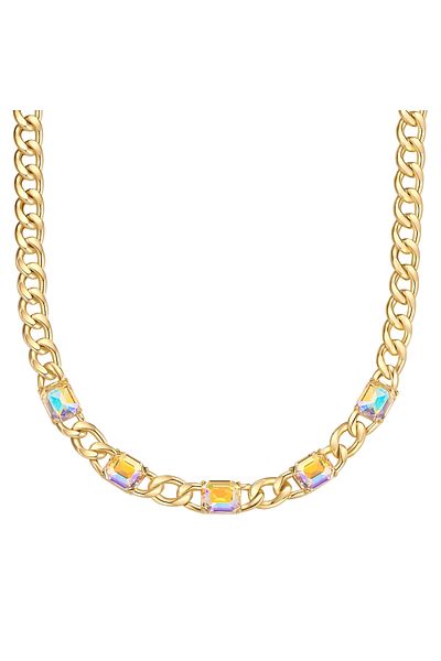 YOKOAMİİ Modeschmuckhalskette Kette Gelbgold Glas Weiß