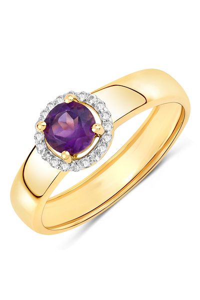 Rafaela Donata Edelsteinring Ring Sterling Silber Gelbvergoldet Amethyst Topas Weiß