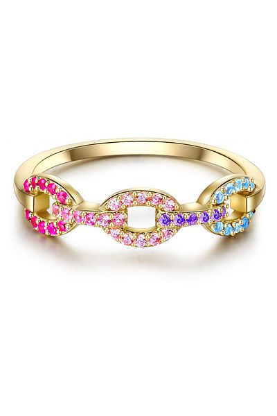 Lulu & Jane Modeschmuckring Ring gelbgold Zirkonia bunt