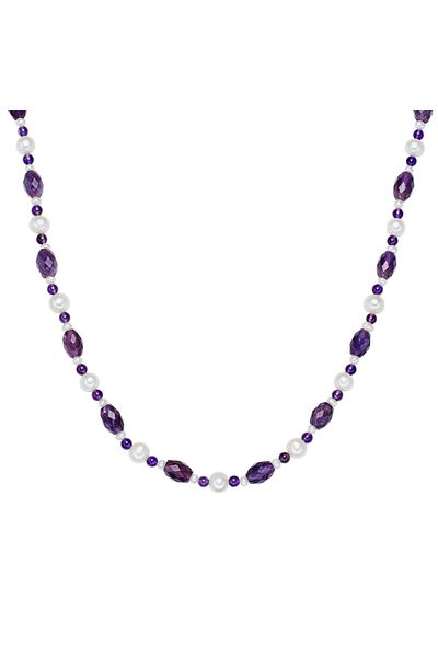 Valero Pearls Perlenhalskette Kette Süßwasser-zuchtperle Weiß Amethyst