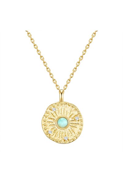 Glanzstücke München Silberhalskette Kette Mit Anhänger Sterling Silber Gelbgold Amazonit Grün Zirkonia Weiß