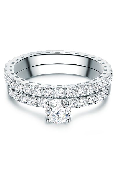 Trilani Silberring 2er Set Ringe Sterling Silber Zirkonia Weiß