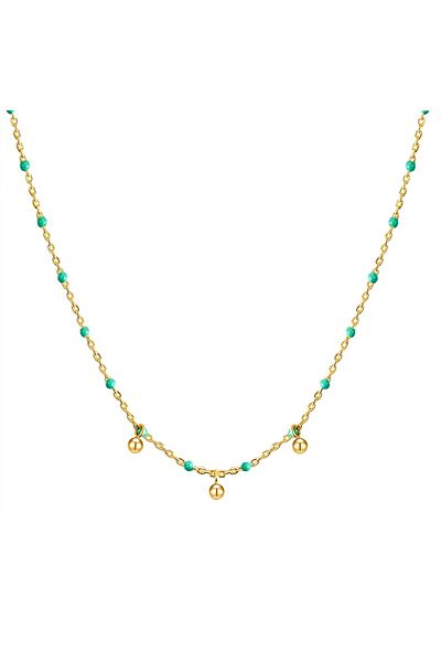 Glanzstücke München Silberhalskette Kette mit Anhänger Sterling Silber gelbgold Emaille türkis