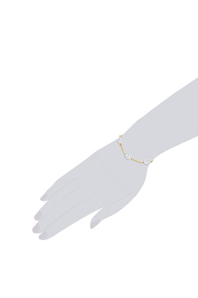Valero Pearls Perlenarmband Armband Sterling Silber gelbgold Süßwasser-Zuchtperlen weiß