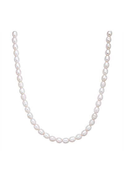 Valero Pearls Perlenhalskette Kette Sterling Silber Gelbgold Süßwasser-zuchtperlen Weiß