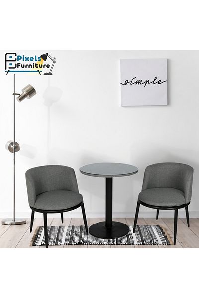 PixelsFurniture Pixel Furniture 2 Chairs and Table Set, Metal Wood Bases and High Quality Fabric