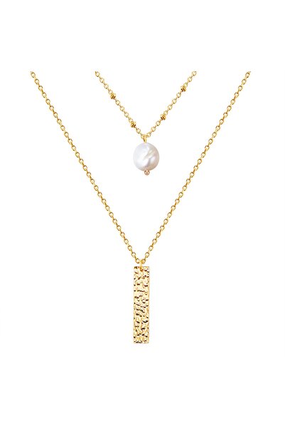 Valero Pearls Edelstahlhalskette Kette Edelstahl gelbgold Süßwasser-Zuchtperl...