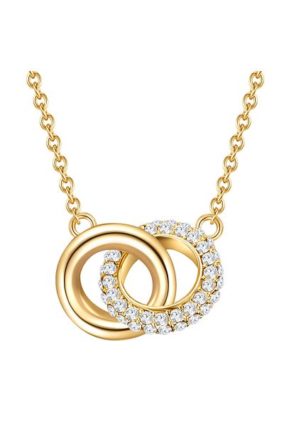 Lulu & Jane Kette Mit Kristallen Von Swarovski® Kette Mit Anhänger Gelbgold Verziert Mit Kristallen Von Swarovsk