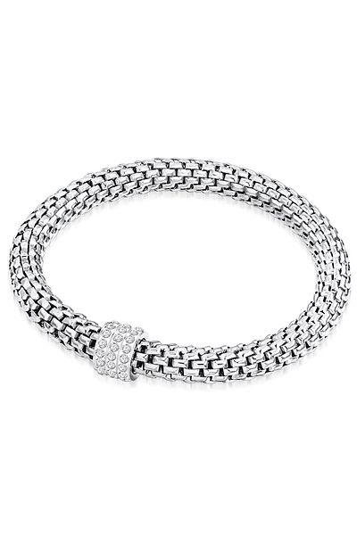Rafaela Donata Modeschmuckarmband Armband Edelstahl Silber Glas Weiß