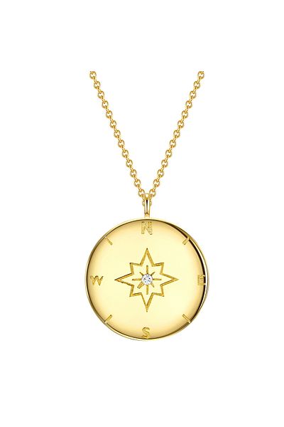 Lulu & Jane Diamanthalskette Kette ve Anhänger Sterling Silber gelbgold Diamant weiß