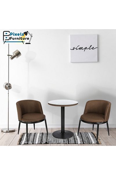 PixelsFurniture Pixel Furniture 2 Chairs and Table Set, Metal Wood Bases and High Quality Fabric