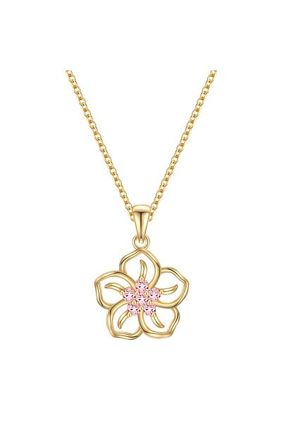Rafaela Donata Silberhalskette Kette Mit Anhänger Sterling Silber Gelbgold Zirkonia Rosa