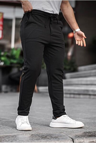 SAAT TEKSTİL Діагональні штани з еластичним поясом, подвійними штанинами та л...