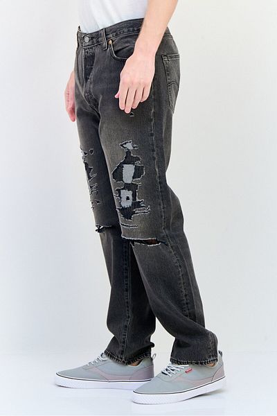 Levi's Men Regular Fit Distressed No Stretch Denim, Charcoal